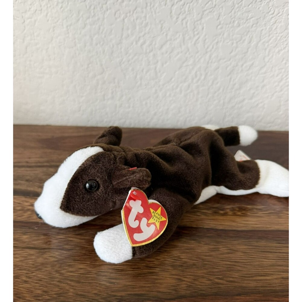 Ty Beanie Babies baby Bruno the Bull Terrier dog RARE Retired New tag